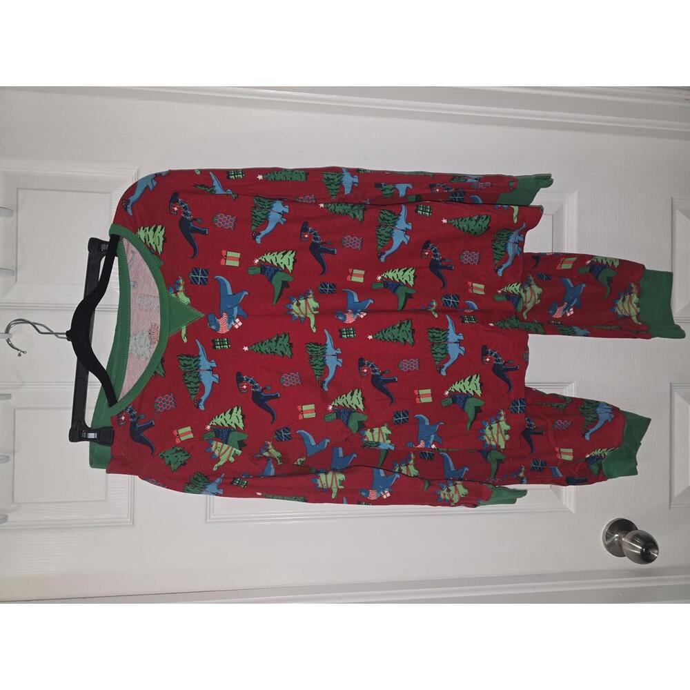 Unisex Red Dinosaur Print Pajama Set